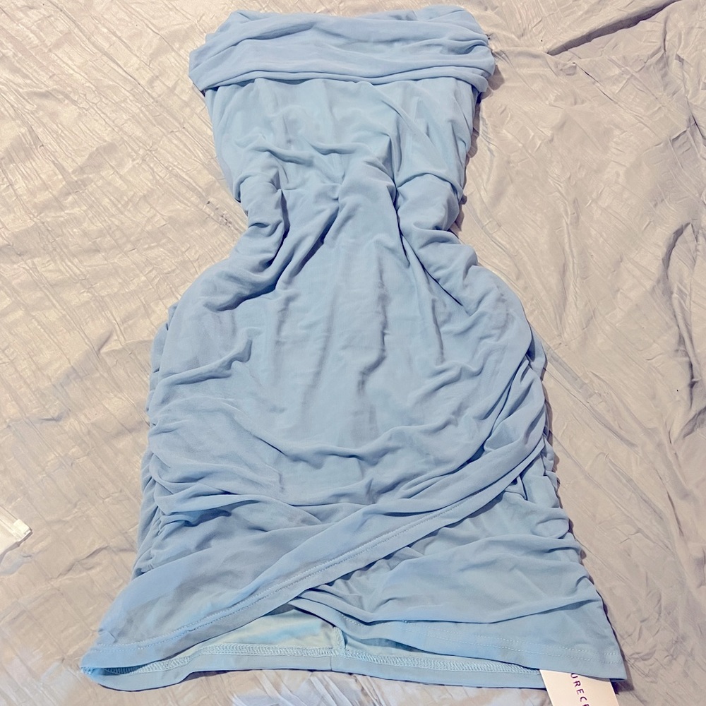 SOLD NEW! Blue Mesh Strapless Dress US 8 Large
